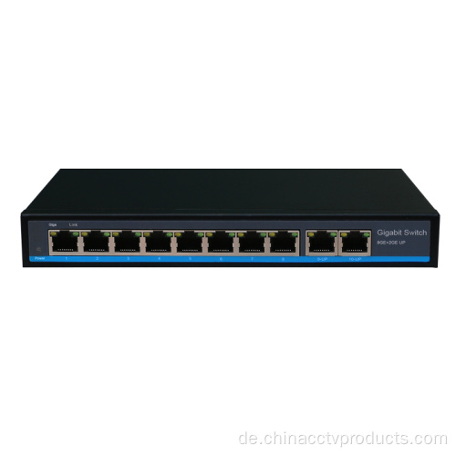 8 Port 10/100 / 1000 Mbps PoE Network Switch mit Uplinks